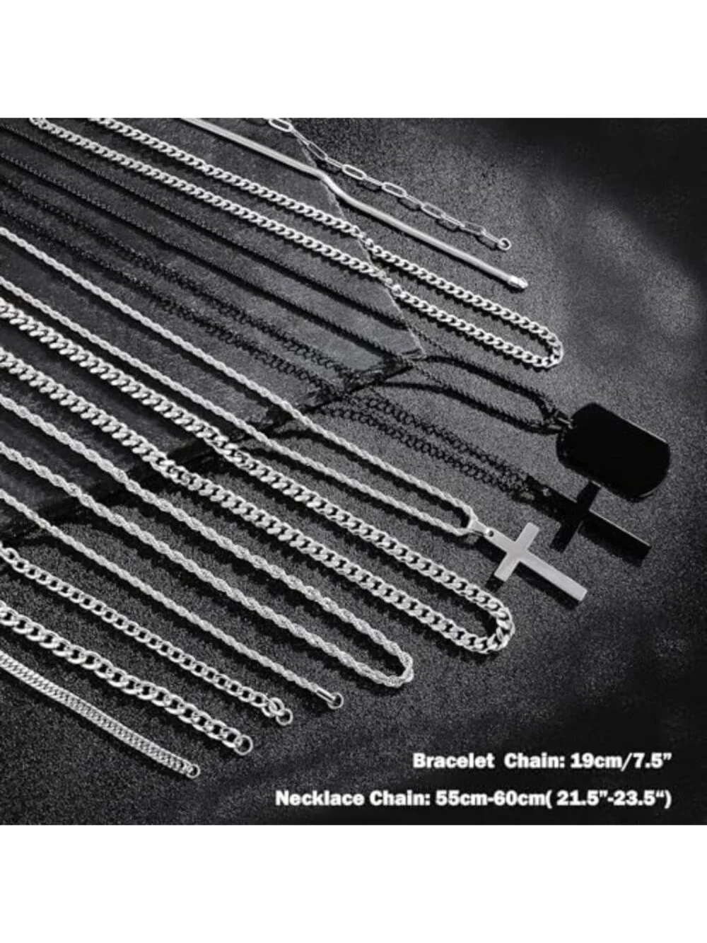 30Pcs Men's Stainless Steel Jewelry Set - Rings, Chains, Bracelets & Earrings